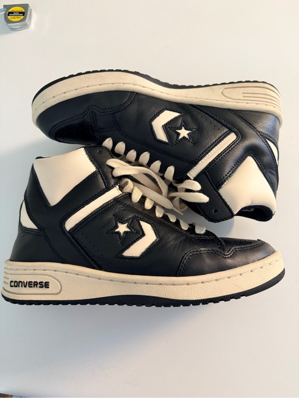Converse Black and Cream High-Top Sneakers with Star Chevron